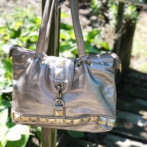 Big Buddha Platinum Metallic Studded Bag NWT